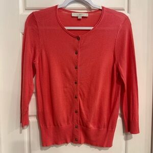 Ann Taylor LOFT Coral Button Front Cardigan Lightweight Sweater Size S